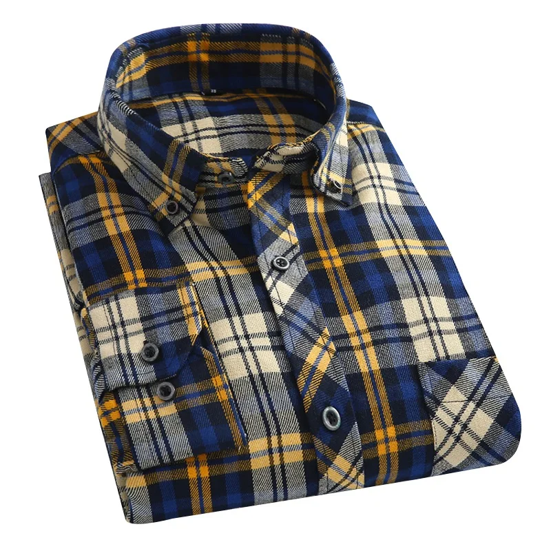 Рубашка DAVYDAISY Мужская Фланелевая Классическая облегающая Повседневная с длинным