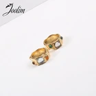 Joolim высокого класса 18K Золото PVD Symple хип-хоп вставки стеклянные кольца для женщин ювелирные изделия из нержавеющей стали оптом
