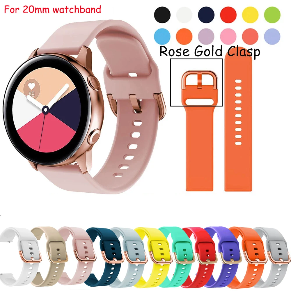 

Silicone Original 20mm Band Strap For Samsung Galaxy Watch Active 2 40/44mm /3 41mm 42 Smartwatch Wristband For Huawei GT 2 42mm