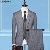 2021 spring new classic suit styles for men luxury tuxedo 3 piece wedding suits for men striped dress man suit