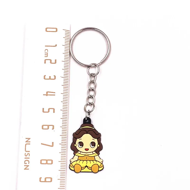 Черный 1 шт. Kawaii для принцессы в стиле Ариель мультфильм брелок для девочек сумка Подвеска ПВХ фигурка Подвески Аксессуары Брелки держатель веревки - Цвет: Черный