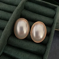 imitation pearls earrings sweet new oval shapes party gift for girls women