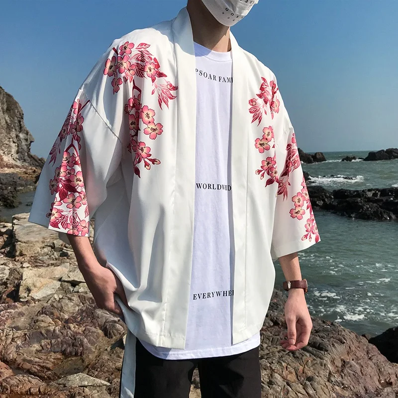 Мужской кардиган кимоно Haori Yukata костюм самурая пиджак рубашка|Одежда Азии и