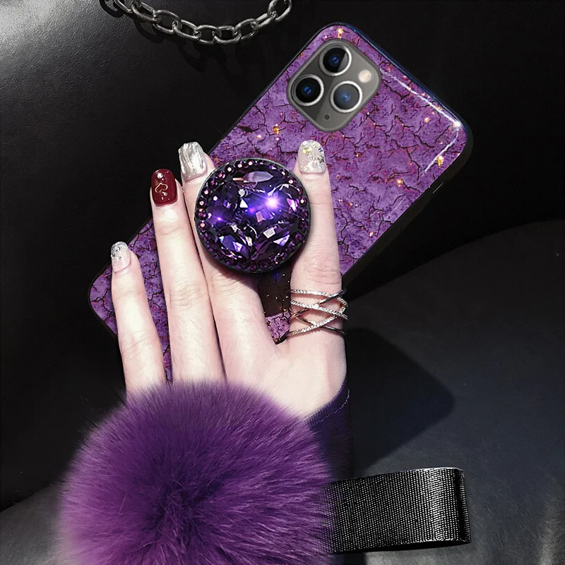 for iPhone 11 Pro X XR XS MAX 7 8 6s Plus Phone Cases Luxury Diamond Marble Glitter holder Ring Silicon Cover For | Мобильные