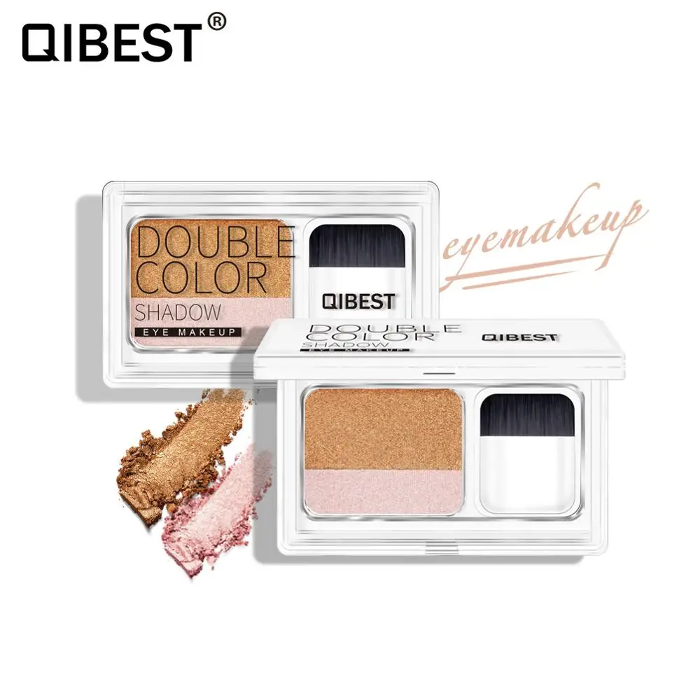 Qibest двойной цвет ленивый тени для век Палитра легко носить градиентное мерцание