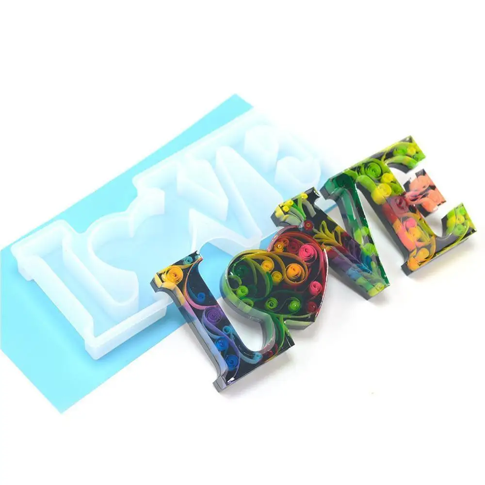 

DIY LOVE Sign Crystal Resin Casting Mold Silicone LOVE Modeling Handicraft Decoration Mold For Table Ornament Jewelry Gypsu T1C8