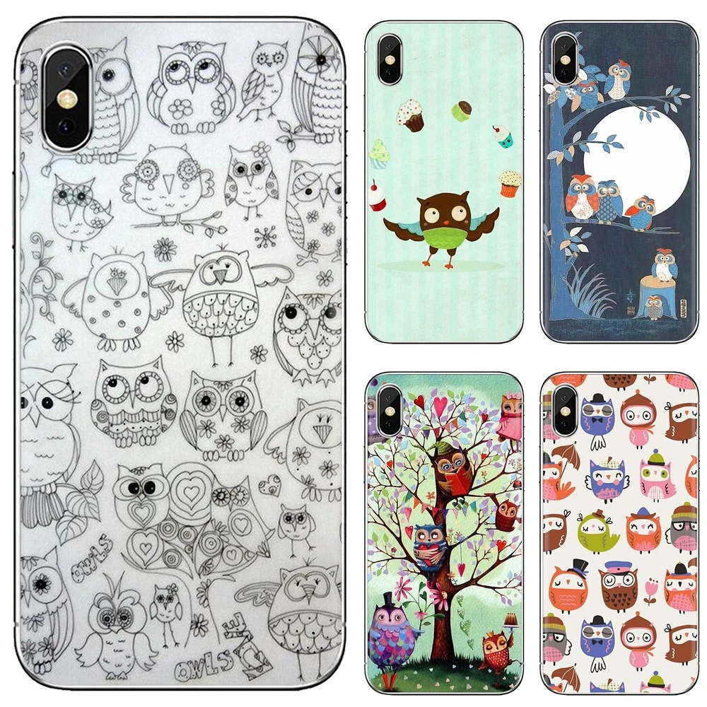 Мягкая сумка чехол Совы коллаж шаблон для iPhone iPod Touch 11 12 Pro 4 4S 5 5S SE 5C 6 6S 7 8 X XR XS Plus Max