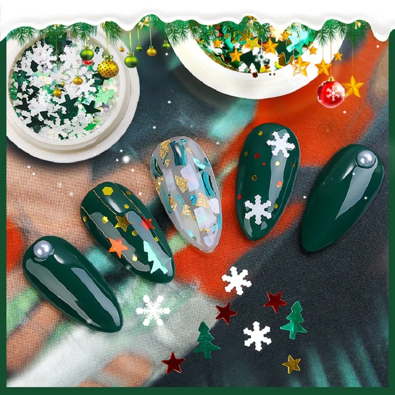 Горячее предложение! Распродажа! 6 коробок рождественские Блестки для ногтей