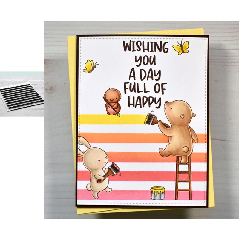 

Horizontal Stripe Greeting Card Shading Printing Metal Cutting Stamp DIY Emboss Stencil Scrapbooking Dies for Card Make Albums