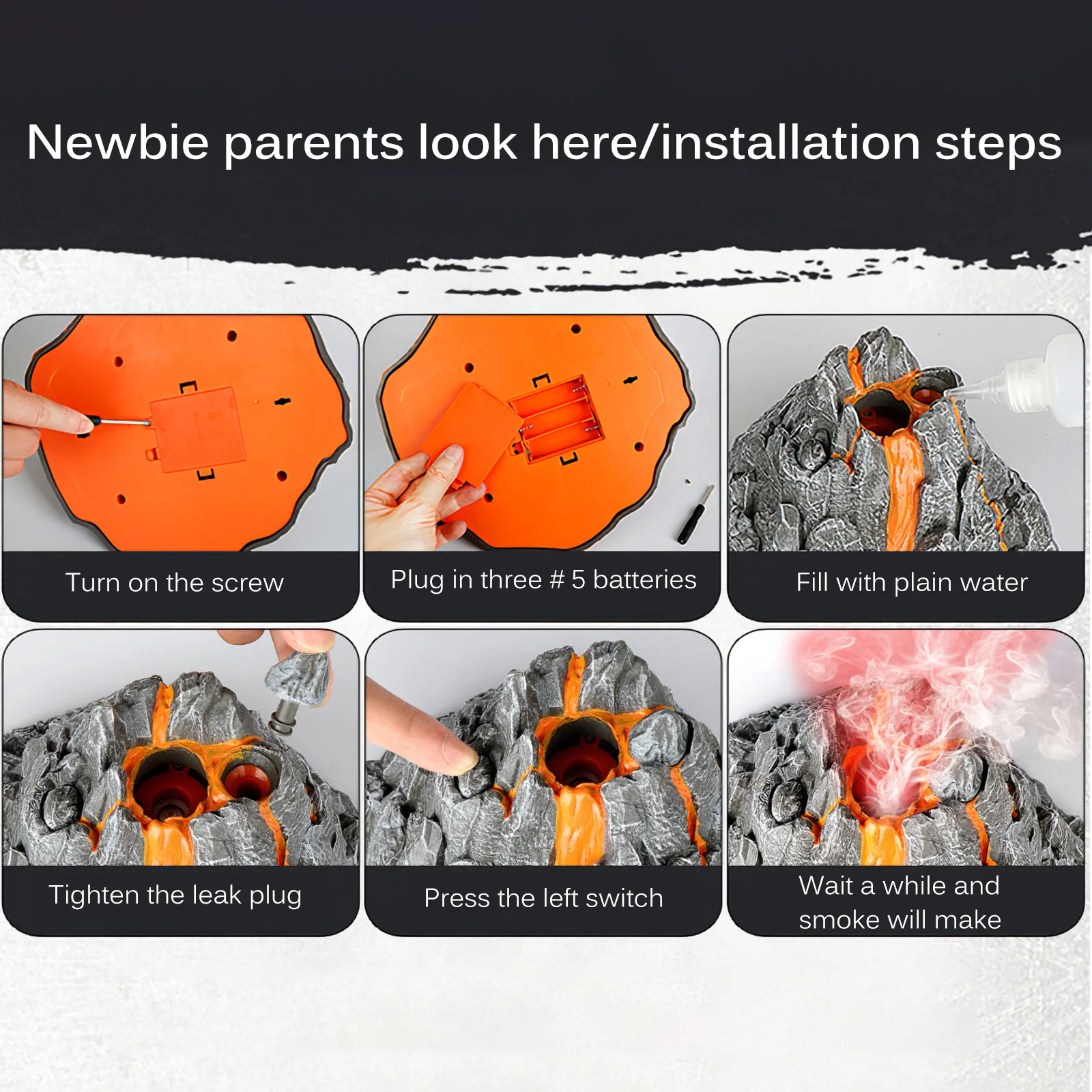 

Kids Funny Volcanic Shape Humidifier Delicate Battery Powered Interesting Volcanic Shape Night Light Spray Volcano Model Toys