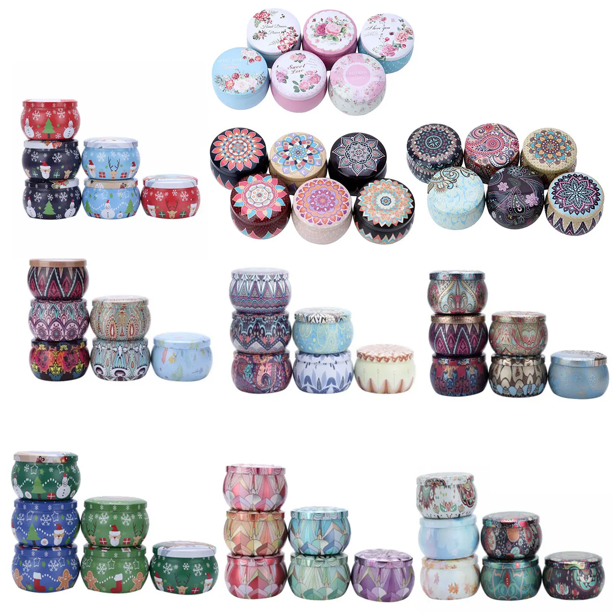 6 шт. круглые жестяные банки винтажные пустые металлические мини коробка для