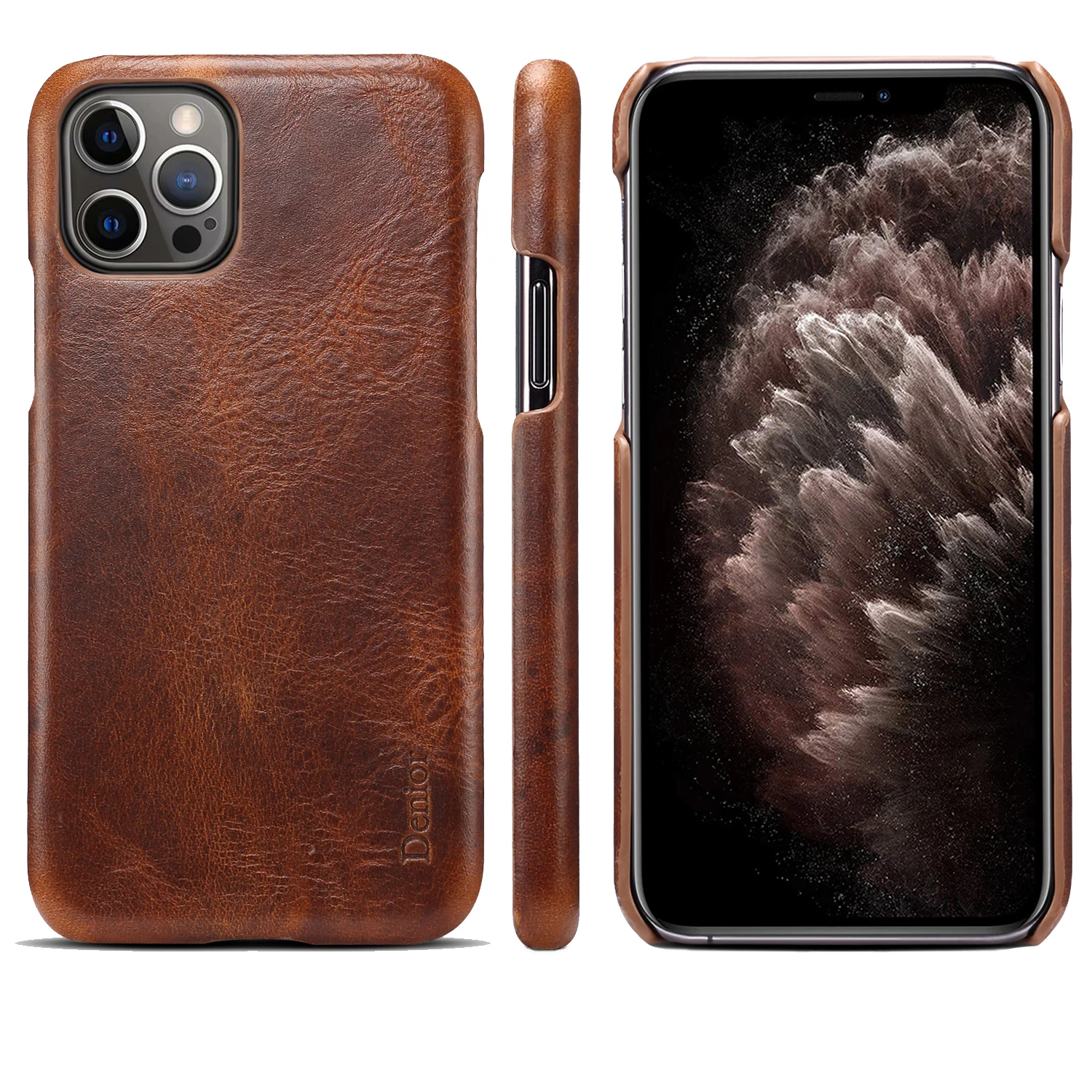 

100% Genuine Leather Vintage Back Case Cover For iPhone 13 Pro Max 12 Mini 11 Pro business concise Case