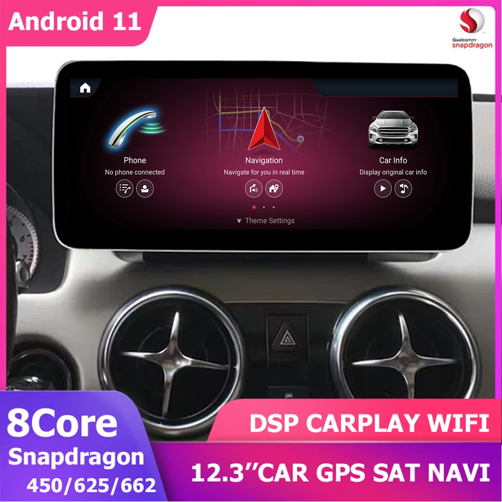 

Android 11 Qualcomm DSP Carplay Multimedia Car GPS Player For Mercedes Benz GLK-Class X204 2008-2015 Auto Radio 8G+256G 1920*720