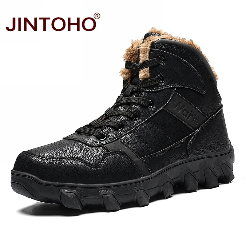 JINTOHO/Высококачественная Мужская обувь из натуральной кожи модные зимние ботинки