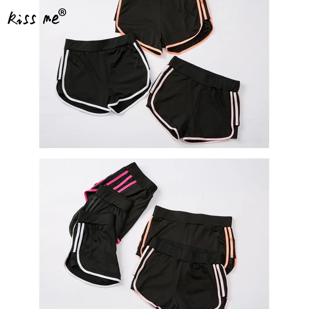 Однотонные женские спортивные шорты беговой костюм женский эластичный пояс