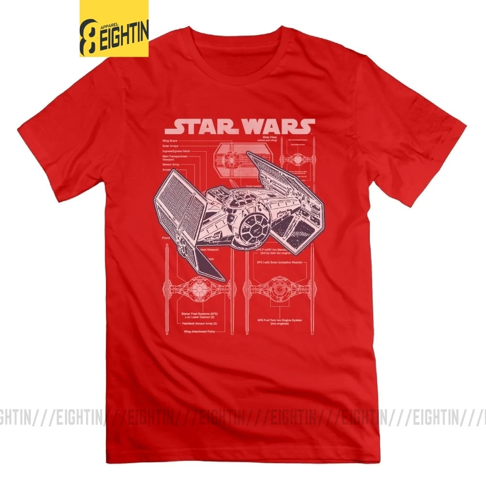 Звездные войны Дарт вейдерс Tie Fighter футболка круглый воротник Топы Футболка короткий рукав тройники хлопок винтажные мужские принты - Цвет: Красный