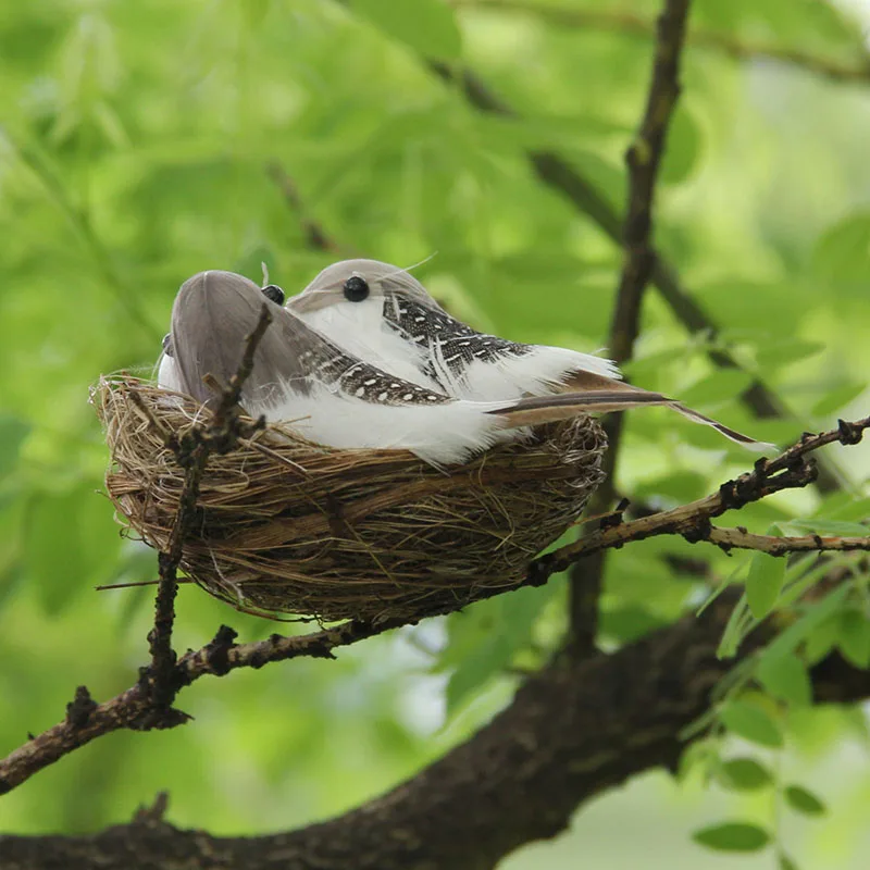 

Artificial Craft Birds Handmade Bird Nest Bird Egg Suit Feathered Birds Artificial Bird