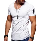 Мужская повседневная и удобная Однотонная футболка с V-образным вырезом и короткими рукавами