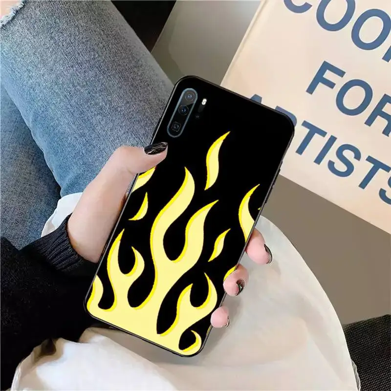 

Fashion Red Flames Fitted Phone Case For Huawei honor Mate P 9 10 20 30 40 Pro 10i 7 8 a x Lite nova 5t