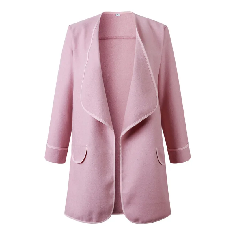 Гофрированная манжета пальто элегантные для женщин розовый длинный рукав дамы