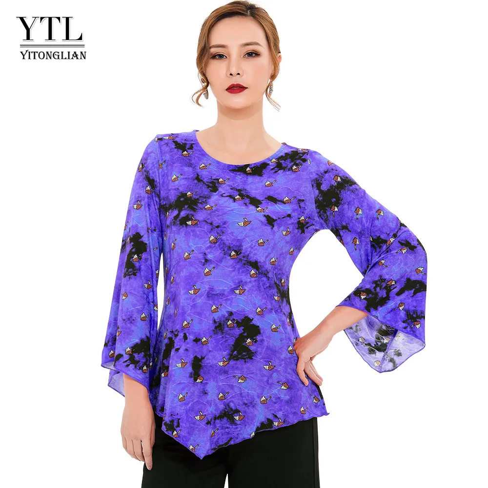 H211-Blue Женская модная Осенняя футболка с рукавом три четверти, кружевная, с вырезами, декорированная, окрашенная, трикотажная, топ для офиса, леди, повседневный стиль, H213 - Цвет: H211-Blue