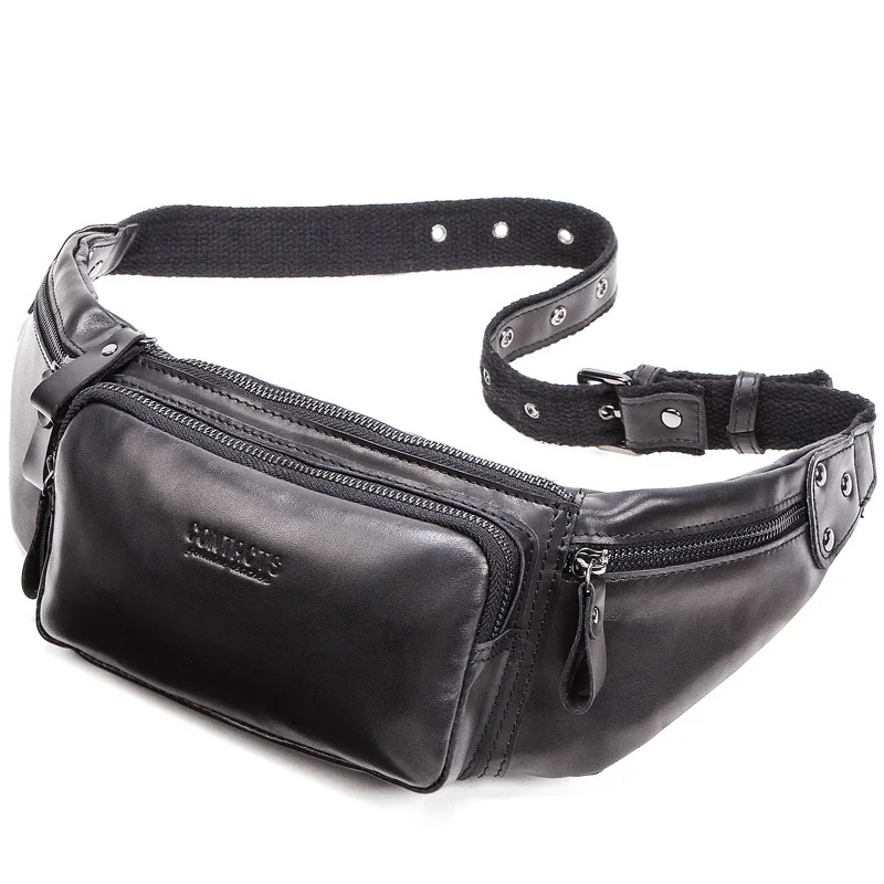 New Design fashion mens leather cellphone crossbody waist Bags sports multi-functional waist bag men's designer High-quality