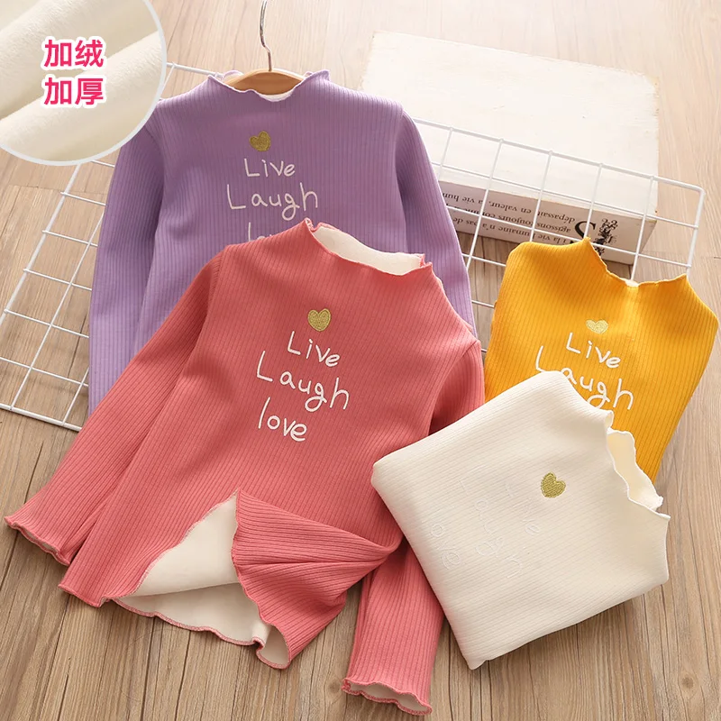 

Хлопковая футболка для маленьких девочек, детская одежда, осень 2019, новая бархатная толстая футболка для маленьких девочек, топы для девоче...