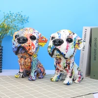 wholesale home decore creative colorful resin craft big head dogs decorations for home living room cute artificial dog figurines