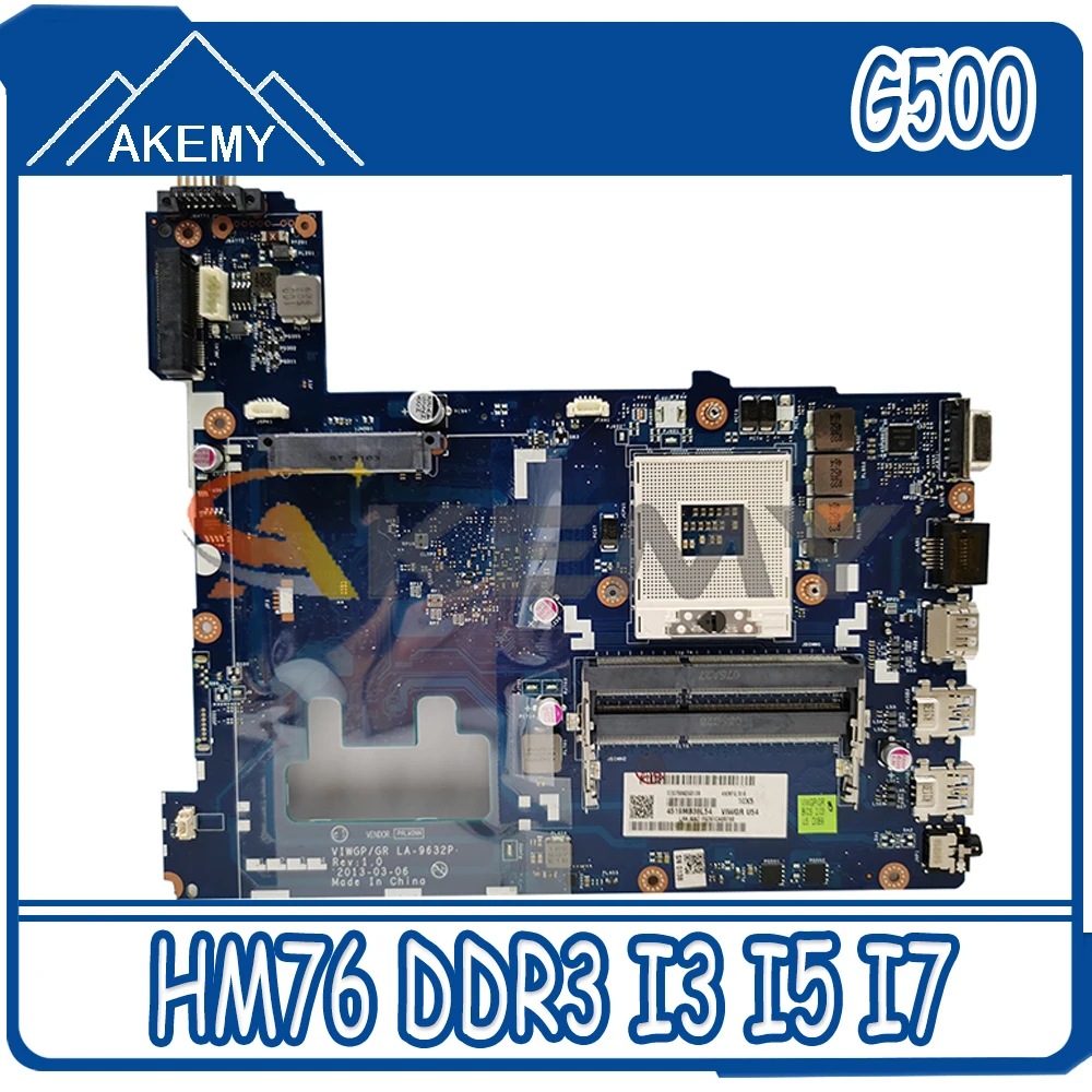 

Akemy VIWGP/GR LA-9632P Motherboard For Lenovo G500 Laptop Motherboard PGA989 HM76 DDR3 100% Test Work CPU Support I3 I5 I7