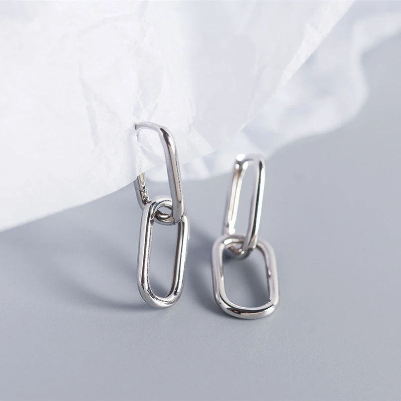 

PONYKISS Trendy S925 Sterling Silver Two Round Cross Glossy Huggie Hoop Earrings for Women Party Delicate Accessory Jewelry