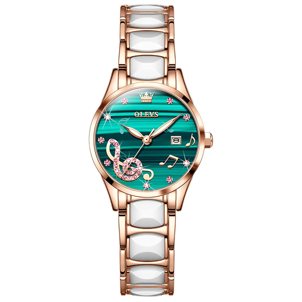 

Брендовые Часы OLEVS, модные часы с бриллиантами, керамические кварцевые часы, водонепроницаемые часы, женские часы