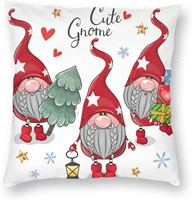 merry christmas pillowcase cute gnomes pillow cover soft and skinfriendly white pillowcase square winter home decoration