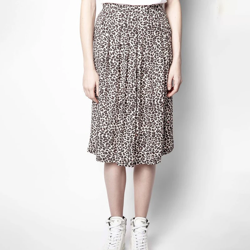 

Leopard Skirt Women 2021 Winter New Pure Leopard Casual Vintage Wild Fashion Ladies Elegant Evening Party Knee-Legth Midi Skirts