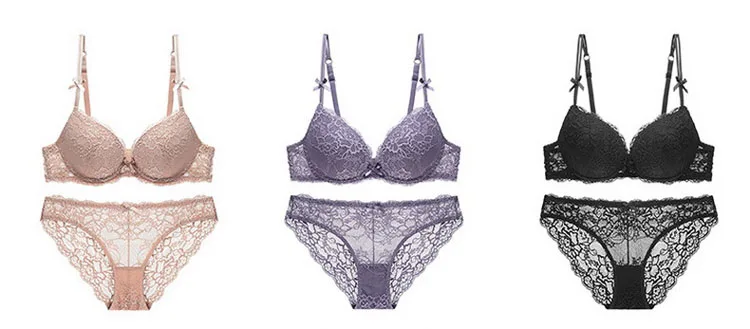 CINOON New Top Sexy underwear Set Push-up Bra And Panty Sets Embroidery Lace Brassiere Adjustable Straps Gathered Lingerie