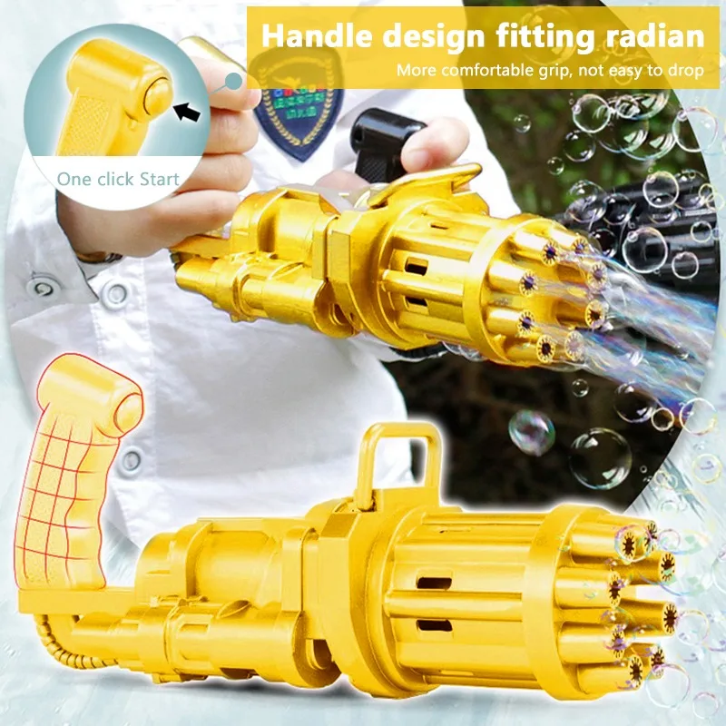 

Electric Bubble Machine 3 Colors Gatling Bubble Gun Children Automatic Bubble Blowing Toy 2-in-1 Bubble Toys Gun Gift for Kids