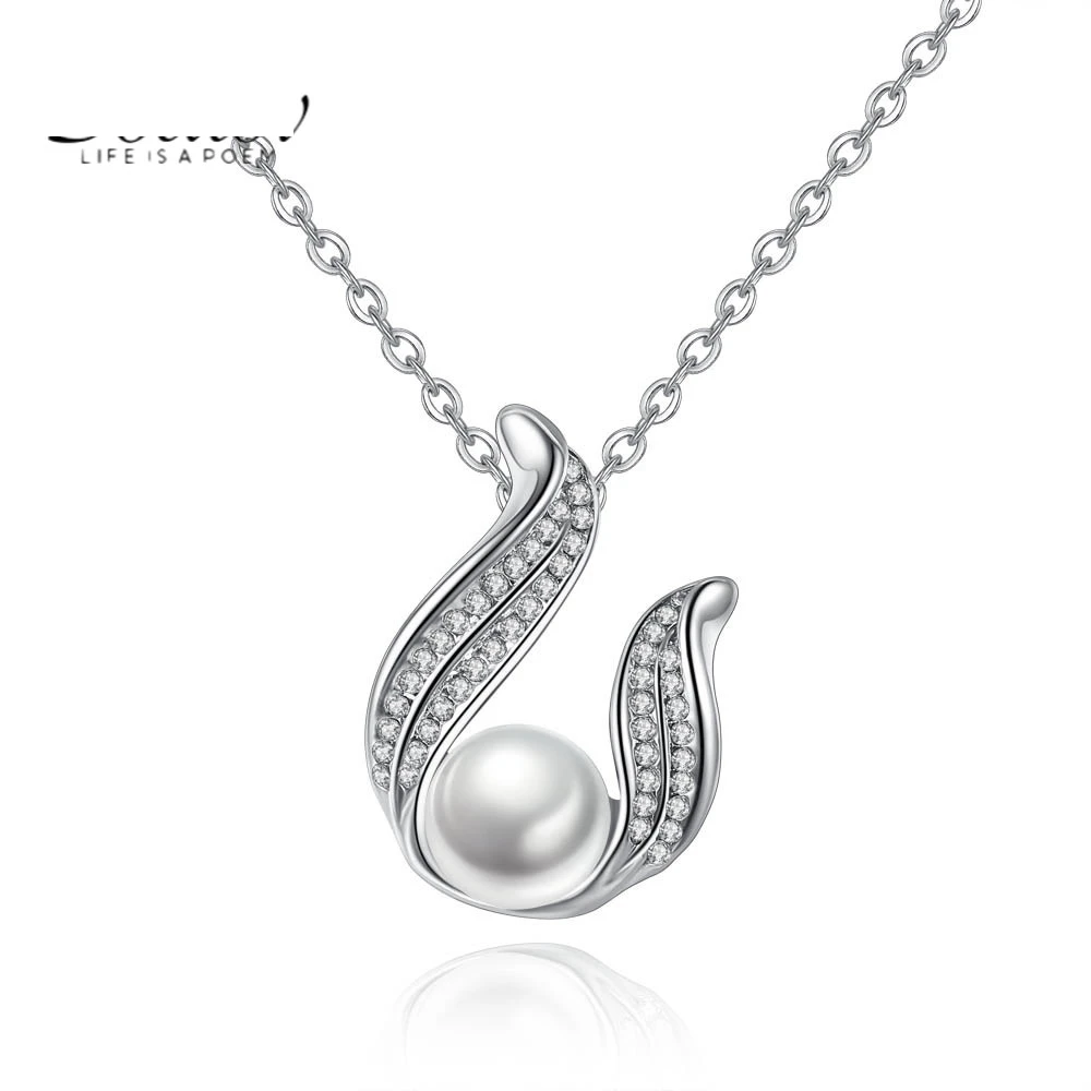 

Женское ожерелье из серебра 925 пробы с подвеской в виде лебедя и жемчуга