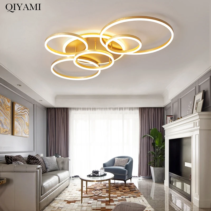 مصباح سقف دائري بتصميم حديث ، إضاءة دائرية مطلية بالذهب الأبيض ، لغرفة المعيشة ، غرفة النوم ، القهوة