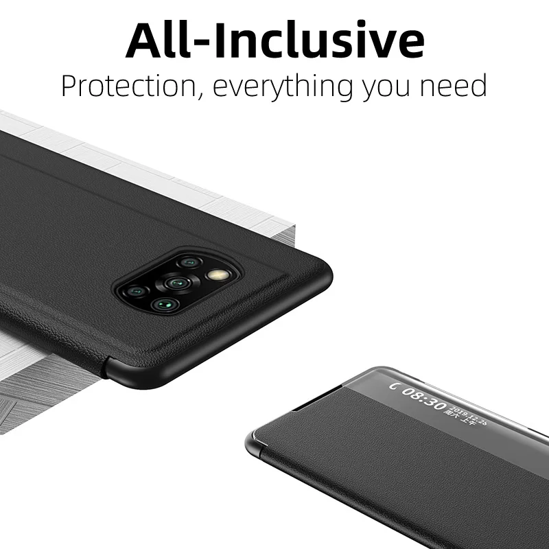 X3 Pro Flip Cover Leather Case For Xiaomi Poco X3 NFC M3 Cases Smart View Redmi Note 10 9 9C 9A 8 9S 8T Mi Note 10 11 Lite 10T