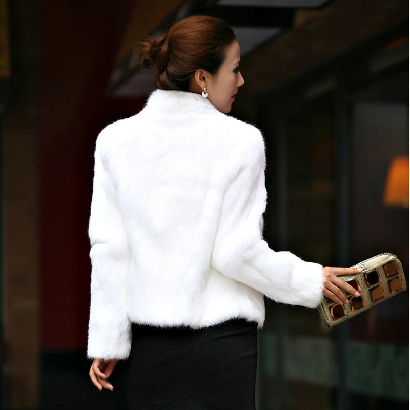 2022 New Genuine Rabbit Fur Coat Women Full Pelt Real Jacket Winter Overcoat Customized Big Size Mandarin Collar | Женская одежда