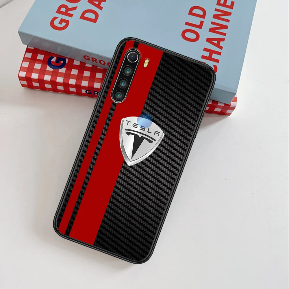 

Tesla Sport Car Phone Case For Xiaomi Redmi Note 7 8 8T 9 9S 4X 7 7A 9A K30 Pro Ultra black Funda 3D Bumper Soft Back Silicone