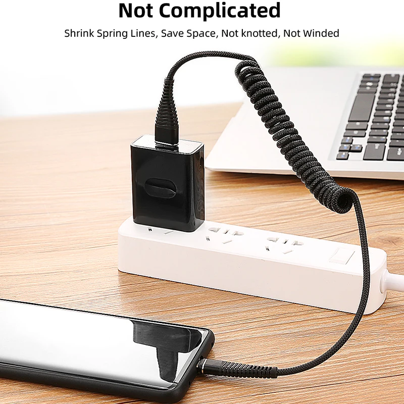 Весна Спиральный кабель Micro USB 2.4A нейлон Быстрая зарядка USB кабель для передачи данных для samsung Xiaomi Android мобильный телефон usb зарядный шнур