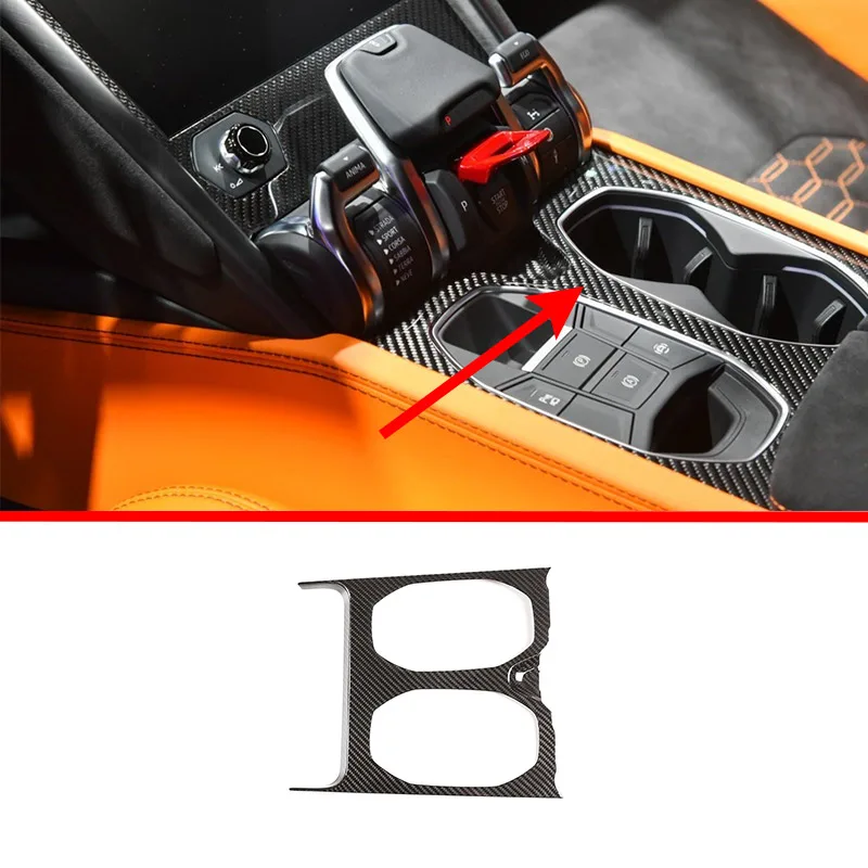 

100% Real Carbon Fiber For Lamborghini URUS 2018-2021 Car Central Control Teacup Decorative Panel Sticker Car Accessories