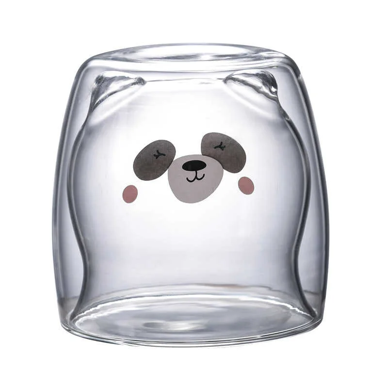 Стеклянные кружки Kawaii стеклянная кружка с двойными стенками медведь животное