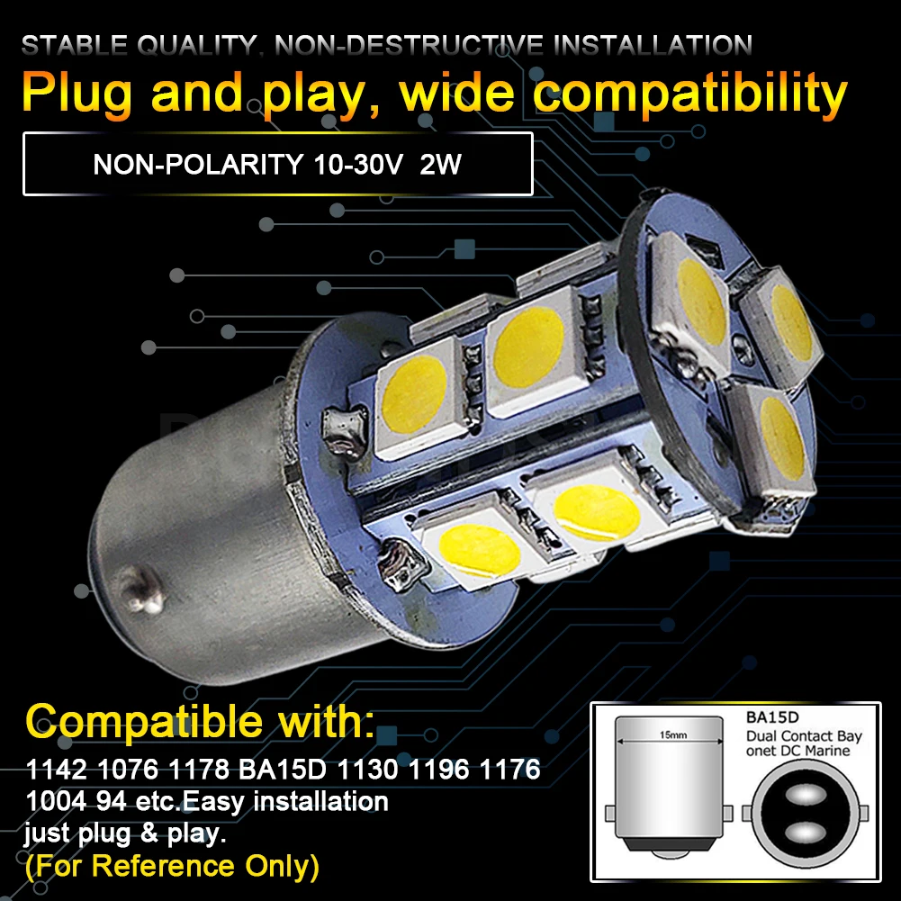 2 шт. BA15D 1146 13 светодиодов 5050SMD 6000K 4300K интерьер 10-30 в 12 В 24 Автомобильная сменная