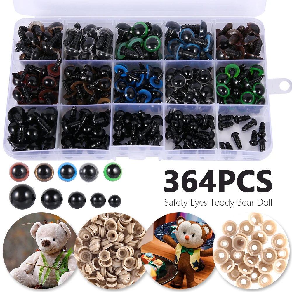 

Глаза пластиковые разных цветов для игрушек, 364 носа, глазное яблоко, плюшевый медведь, куклы шт.