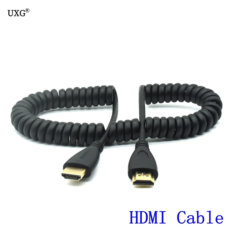 usb c power adapter HD-to Right Left Up Down Angle Mini HD Micro HDTV-compatible Male To Male Stretch Spring Curl Flexible Cable V1.4 DSLR 0.5M/1.8M mini hdmi