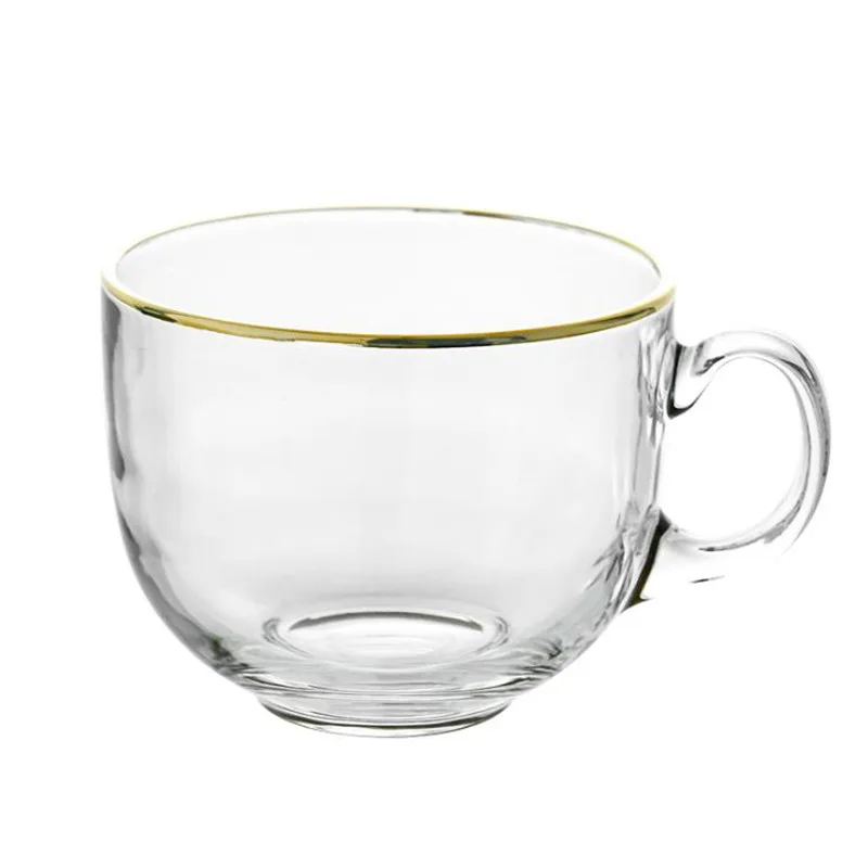 

Nordic Gloden Transparent Glass Tea Coffee Milk Juice Heat-resistant Cup Breakfast Cup With Anti-scalding Handle 460ml