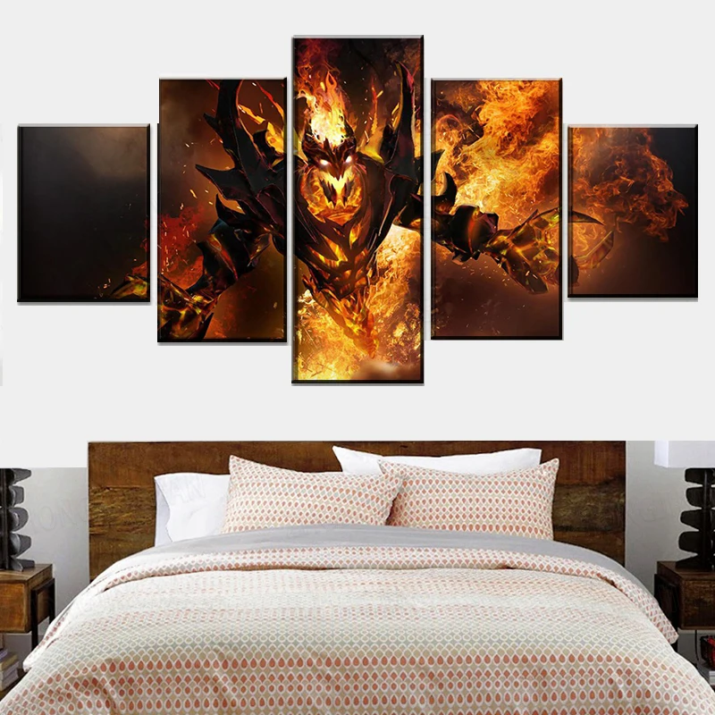 

5 Pieces Wall Arts Canvas DotA 2 Fire Heroes Poster Print Abstract Game Picture Painting Modern Artwork Home Decor Unique Gift
