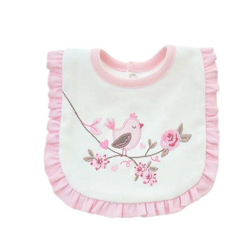 Baberos de algod&oacute;n de doble capa para beb&eacute;, toalla de Saliva de encaje rosa, ropa de eructo para ni&ntilde;a y ni&ntilde;o, Babador de alimentaci&oacute;n para beb&eacute;-3