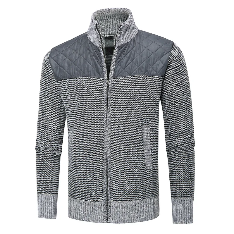 Autumn and winter men's jacket sweater large size zipper youth casual plus velvet thick | Мужская одежда